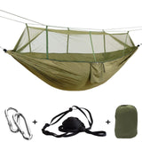 Outdoor Camping Parachute Hammock Mosquito Net Flyknit Double Leisure Sleeping Hanging Chair Tent Travel Survival Army Green
