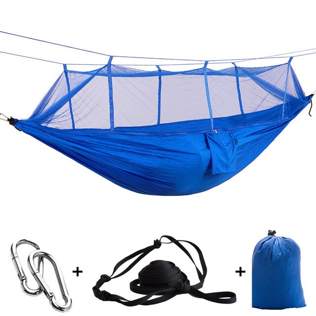 Outdoor Camping Parachute Hammock Mosquito Net Flyknit Double Leisure Sleeping Hanging Chair Tent Travel Survival Army Green