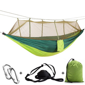 Outdoor Camping Parachute Hammock Mosquito Net Flyknit Double Leisure Sleeping Hanging Chair Tent Travel Survival Army Green