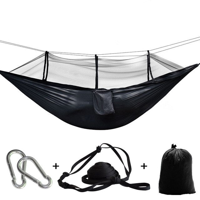 Outdoor Camping Parachute Hammock Mosquito Net Flyknit Double Leisure Sleeping Hanging Chair Tent Travel Survival Army Green
