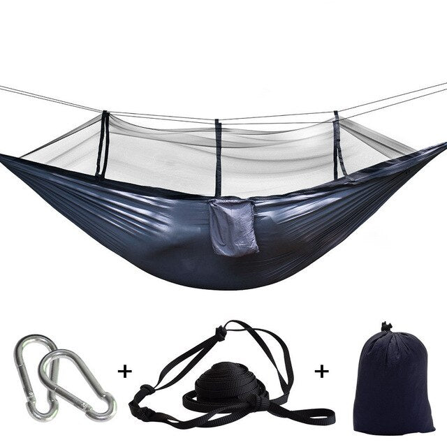Outdoor Camping Parachute Hammock Mosquito Net Flyknit Double Leisure Sleeping Hanging Chair Tent Travel Survival Army Green