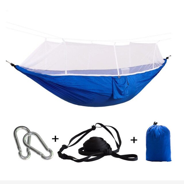 Outdoor Camping Parachute Hammock Mosquito Net Flyknit Double Leisure Sleeping Hanging Chair Tent Travel Survival Army Green