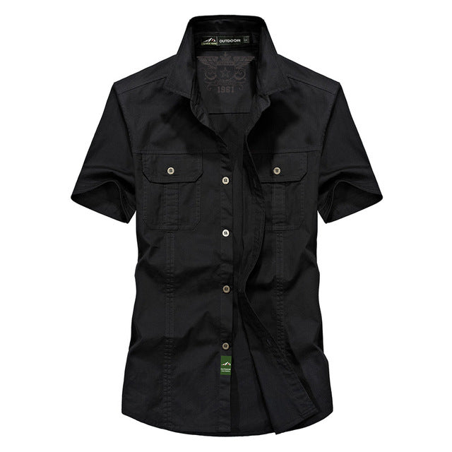 MANLI Outdoor Men's Summer Shirts Brand Short Sleeve Shirt 100% Pure Cotton jeep Army Green Clothing Fishing Trekking Hiking