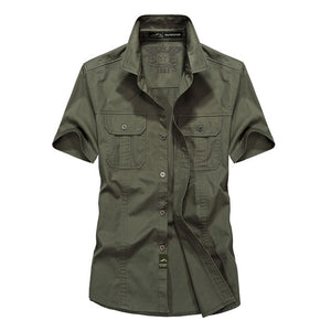 MANLI Outdoor Men's Summer Shirts Brand Short Sleeve Shirt 100% Pure Cotton jeep Army Green Clothing Fishing Trekking Hiking