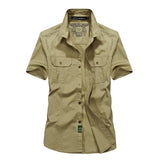 MANLI Outdoor Men's Summer Shirts Brand Short Sleeve Shirt 100% Pure Cotton jeep Army Green Clothing Fishing Trekking Hiking