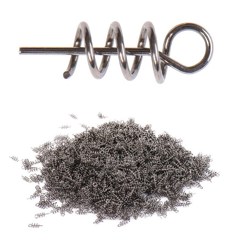 50PCS or 100PCS/lot Fishing Hook Soft Bait Spring Centering Pins Fixed Latch Needle Spring Twist Crank Lock For Soft Lure Latch