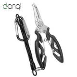 DONQL Multifunctional Fishing Pliers Scissors Line Cutter Hook Remover Fishing Clamp Accessories Tools With Lanyards Spring Rope