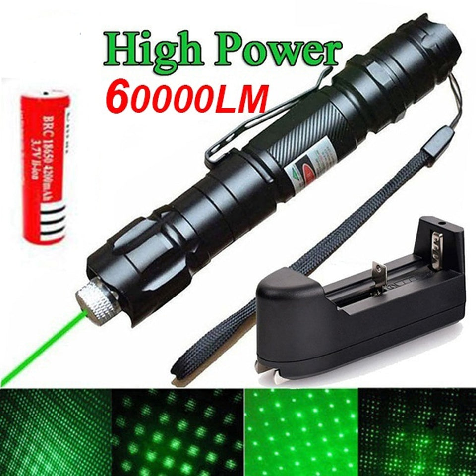 High Power green Laser 303 Pointer 10000m 5mW Hang-type Outdoor Long Distance Laser Sight Powerful Starry Head Burning Match